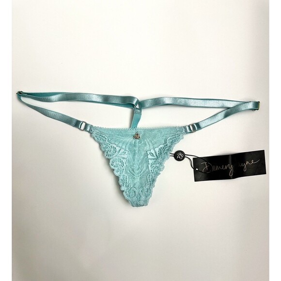 Women’s Small Thong Demery Jayne G-String Turquoise Lace New With Tags Lingerie - Picture 1 of 6